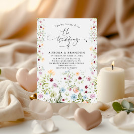 Watercolor Wildflower Garden Floral Wedding  招待状