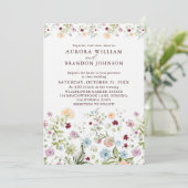 Watercolor Wildflower Garden QR Code RSVP Wedding  招待状 (スタンド正面)