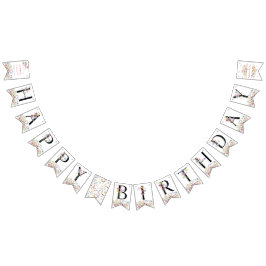 Watercolor Wildflower Girl 1st Birthday バンティングフラッグ