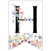 Watercolor Wildflower Girl 1st Birthday バンティングフラッグ (第2の旗)