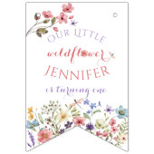 Watercolor Wildflower Girl 1st Birthday バンティングフラッグ (第1の旗)