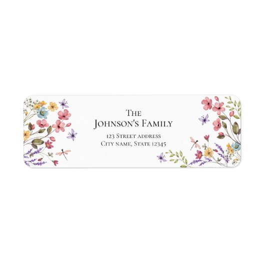 Watercolor Wildflower Girl 1st Birthday ラベル (正面)