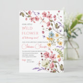 Watercolor Wildflower Girl 1st Birthday Invitation 招待状 (スタンド正面)