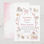  Watercolor wildflower graduation brunch invitatio 招待状 (正面/裏面)