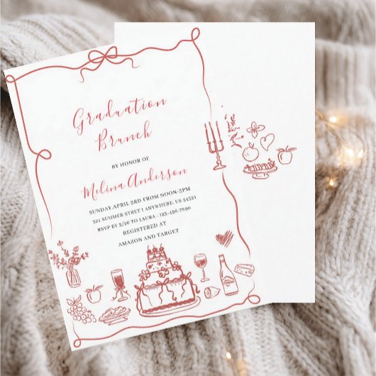  Watercolor wildflower graduation brunch invitatio 招待状