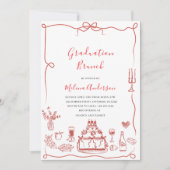  Watercolor wildflower graduation brunch invitatio 招待状 (正面)
