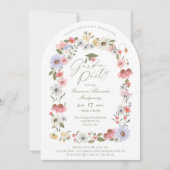 Watercolor Wildflower Graduation Garden Party 招待状 (正面)