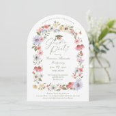 Watercolor Wildflower Graduation Garden Party 招待状 (スタンド正面)