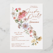 Watercolor Wildflower Graduation Grad Garden Party 箔招待状 (正面)