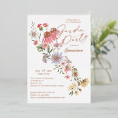 Watercolor Wildflower Graduation Grad Garden Party 箔招待状 (立ち正面)