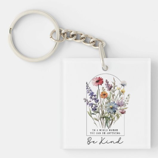 Watercolor Wildflower Kindness Charm キーホルダー (正面)