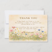 Watercolor Wildflower Meadow Bridal Shower サンキューカード (正面)