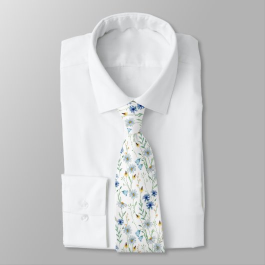 Watercolor Wildflower Meadow Floral Pattern ネクタイ (タイ)
