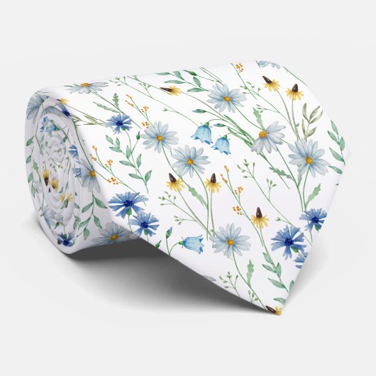 Watercolor Wildflower Meadow Floral Pattern ネクタイ (ロール)