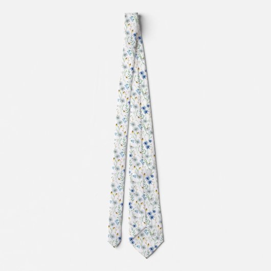 Watercolor Wildflower Meadow Floral Pattern  ネクタイ (裏面)