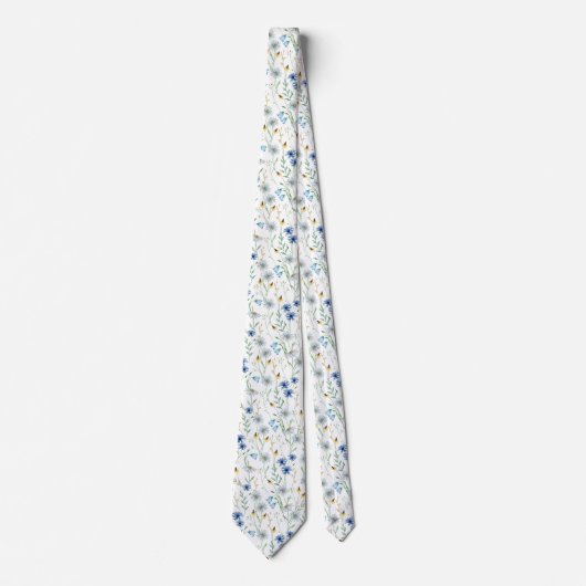 Watercolor Wildflower Meadow Floral Pattern ネクタイ (正面)
