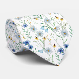 Watercolor Wildflower Meadow Floral Pattern  ネクタイ