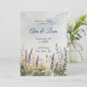 Watercolor Wildflower Meadow | Rustic Boho Wedding 招待状 (スタンド正面)