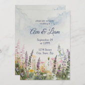Watercolor Wildflower Meadow | Rustic Boho Wedding 招待状 (正面/裏面)