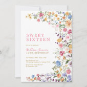 Watercolor Wildflower Meadow Sweet 16 招待状 (正面)