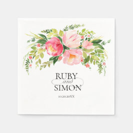 watercolor wildflower meadow wreath wedding スタンダードカクテルナプキン