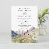 Watercolor Wildflower Mountain QR Code Wedding 招待状 (スタンド正面)