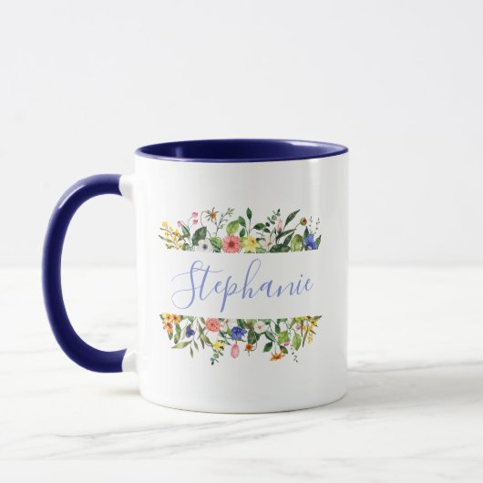 Watercolor Wildflower – Personalized Name マグカップ (左)