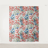 Watercolor Wildflower Poppy Daisy Botanical タペストリー (正面)