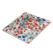 Watercolor Wildflower Poppy Daisy Ceramic Tile タイル (側面)