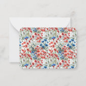Watercolor Wildflower Poppy Daisy Flat Note Card ノートカード (裏面)