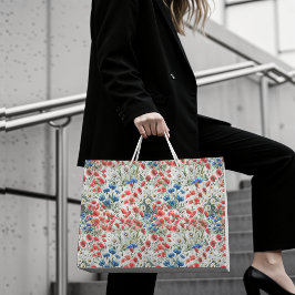 Watercolor Wildflower Poppy Daisy Paper Gift Bag ラージペーパーバッグ
