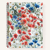 Watercolor Wildflower Poppy Daisy Spiral Notebook ノートブック (正面)