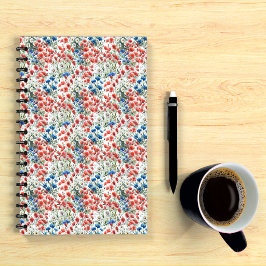 Watercolor Wildflower Poppy Daisy Spiral Notebook ノートブック