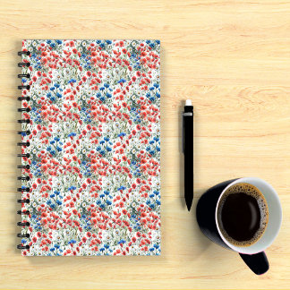 Watercolor Wildflower Poppy Daisy Spiral Notebook ノートブック