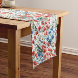 Watercolor Wildflower Poppy Daisy Table Runner ロングテーブルランナー