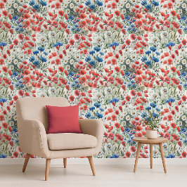 Watercolor Wildflower Poppy Daisy Wallpaper 壁紙