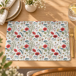 Watercolor Wildflower Poppy Floral Pattern  ラミネート プレート
