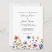 Watercolor Wildflower Pretty Spring Garden Wedding 招待状 (正面)
