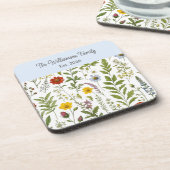 Watercolor Wildflower Rustic Floral Personalized コースター (左側)