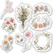Watercolor Wildflower Scrapbook Sticker Sheet  シール (正面)