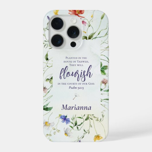 Watercolor Wildflower Scripture Personalized iPhoneケース (裏面)