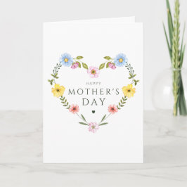 Watercolor Wildflower Shaped Heart Mother's Day カード