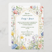 Watercolor Wildflower Spring Garden Floral Wedding 招待状 (正面/裏面)