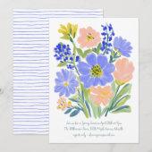 Watercolor Wildflower Spring Soiree Garden Party 招待状 (正面/裏面)