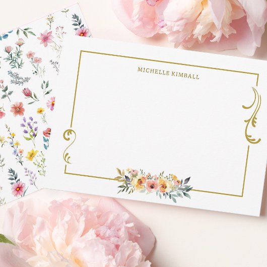 Watercolor Wildflower Spring Summer  ノートカード