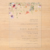 Watercolor Wildflower Wedding アクリル招待状 (正面)