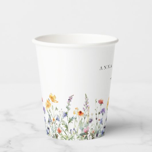 Watercolor Wildflower Wedding 紙コップ (正面)