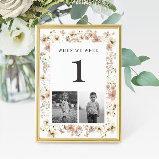 Watercolor Wildflower Wedding Age Table Number テーブルナンバー