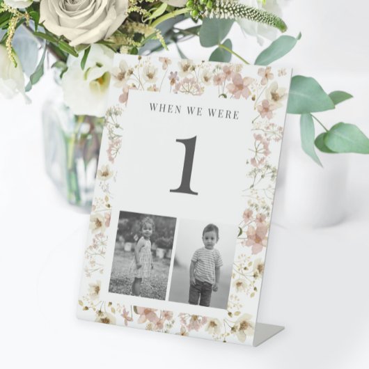 Watercolor Wildflower Wedding Age Table Number 台座サイン