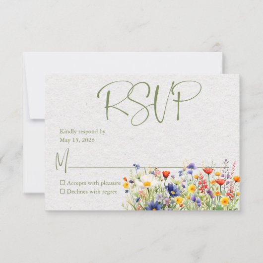 Watercolor Wildflower Wedding RSVP Card (正面)
